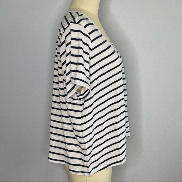 Old Navy Striped Linen-Blend Cropped Henley for Women- Size 2X- NWT - Picture 3 of 8